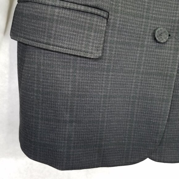 Amanda + Chelsea Blazer Women's S Plaid Stretch Knit Notch Collar Covered Button - Picture 6 of 16